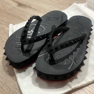 Christian Louboutin
Sold out—-Loubi Donna Spike Red Sole Flip Flops -